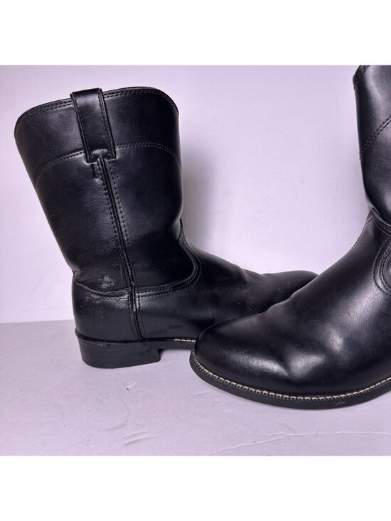 Justin Basic Leather Western Roper Boots Shoes Men Sz 11EE Black Cowboy Wear main image 9
